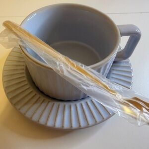 Elegant Gray Cup and Saucer Set